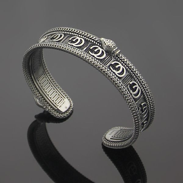 europe america retro style men lady women silver plated engraved pattern g letter snake edge lovers open bracelets bangle, Black
europe america retro style men lady women silver plated engraved pattern g letter snake edge lovers open bracelets bangle, Black