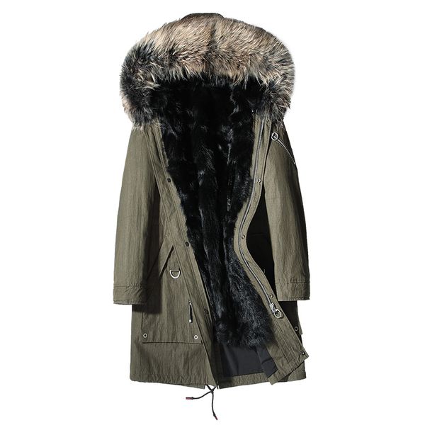 men's leather & faux real goatshair liner parkas winter jacket raccoon fur collar long coat plus size chaqueta hombre mc18c163 my1259, Black
men's leather & faux real goatshair liner parkas winter jacket raccoon fur collar long coat plus size chaqueta hombre mc18c163 my1259, Black