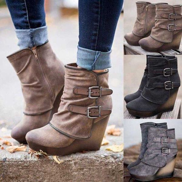 winter wedges heel boots women height increasing platform pu leather sewing double buckle elegant casual shoes ladies female, Black
winter wedges heel boots women height increasing platform pu leather sewing double buckle elegant casual shoes ladies female, Black