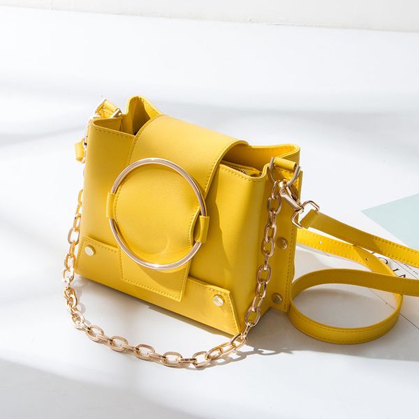 new women's bag metal ring square sling bag mini yellow single shoulder messenger chain handbag
new women's bag metal ring square sling bag mini yellow single shoulder messenger chain handbag