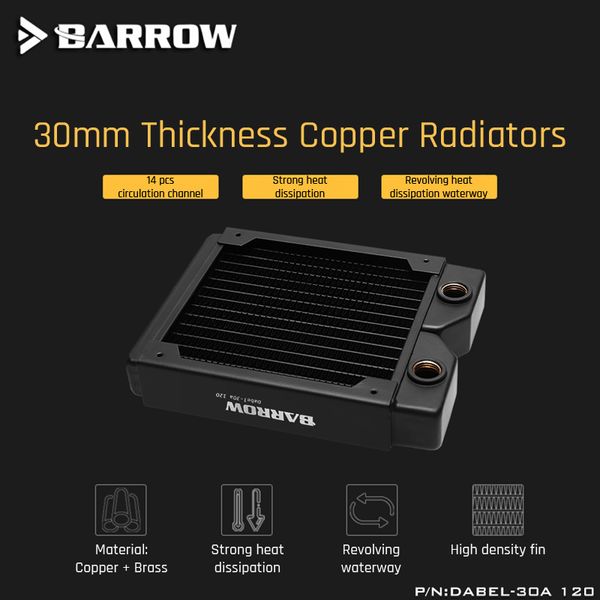 barrow dabel-30a 120 copper radiator 30mm thickness 14pcs circulation channel suitable for 120mm fans
barrow dabel-30a 120 copper radiator 30mm thickness 14pcs circulation channel suitable for 120mm fans