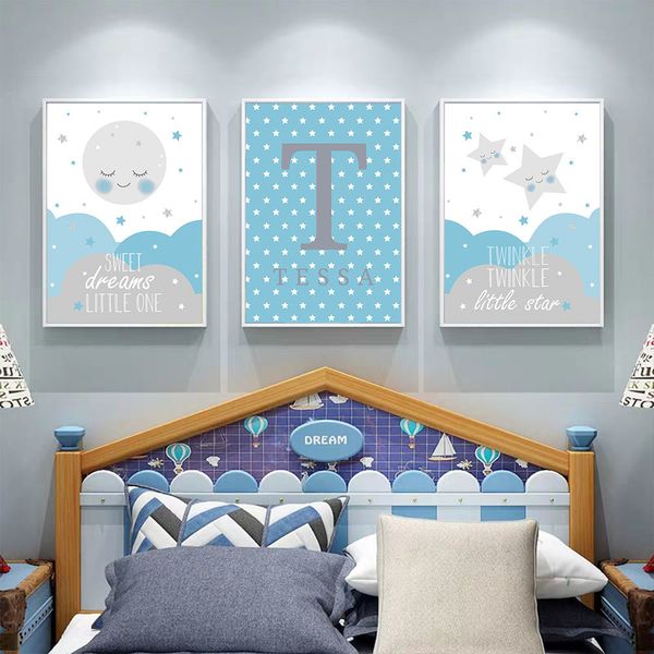 star cloud moon wall art poster boy пользовательские имя холст картина скандинавские плакаты отпечатки синий стена фото детская детская комн
star cloud moon wall art poster boy пользовательские имя холст картина скандинавские плакаты отпечатки синий стена фото детская детская комн