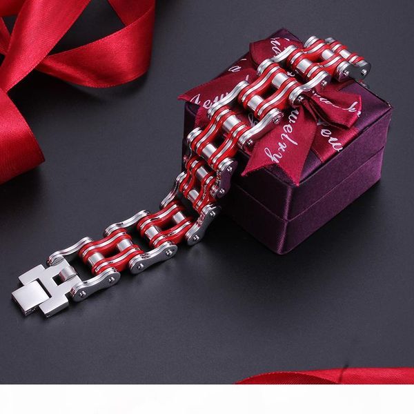 cool men's classical design 23mm 316l stainless steel motorcycle chain biker bracelet silver red for holiday gifts, Black 
cool men's classical design 23mm 316l stainless steel motorcycle chain biker bracelet silver red for holiday gifts, Black