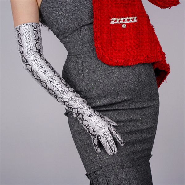 five fingers gloves women 60cm patent leather long section over elbow simulation pu bright skin python pattern tb85, Blue;gray
five fingers gloves women 60cm patent leather long section over elbow simulation pu bright skin python pattern tb85, Blue;gray