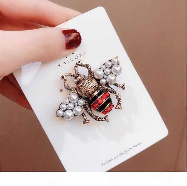 2019 europe and the united states new retro old bee pearl shape brooch female simple clothes accessories jacket pin cardigan, Gray
2019 europe and the united states new retro old bee pearl shape brooch female simple clothes accessories jacket pin cardigan, Gray