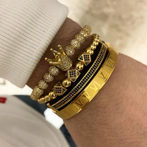 classical handmade braiding bracelet sets gold hip hop men pave cz zircon crown roman numeral bracelet luxury jewelry y200730, Black
classical handmade braiding bracelet sets gold hip hop men pave cz zircon crown roman numeral bracelet luxury jewelry y200730, Black