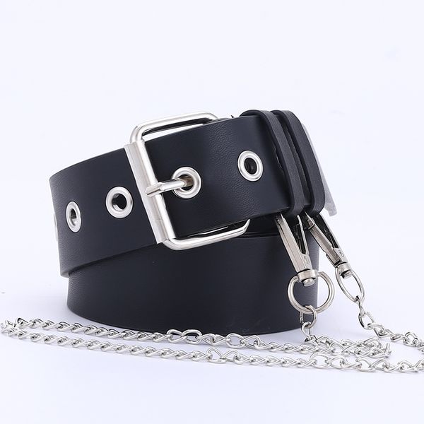 belts chain single row punk waistband women's decorative air hole fashion lanyard with 2021 european and american style, Black;brown
belts chain single row punk waistband women's decorative air hole fashion lanyard with 2021 european and american style, Black;brown