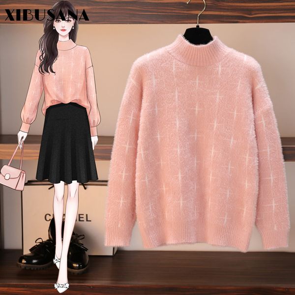 xibusana 2020 winter imitation mink velvet jumpers long sleeve knitting sweaters women casual half turtleneck loose female, White;black
xibusana 2020 winter imitation mink velvet jumpers long sleeve knitting sweaters women casual half turtleneck loose female, White;black
