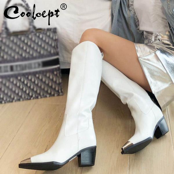 coolcept women knee high boots genuine leather pointed toe winter keep warm long boots high heels women shoes size 34-40, Black
coolcept women knee high boots genuine leather pointed toe winter keep warm long boots high heels women shoes size 34-40, Black