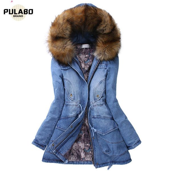 women's down & parkas spring winter coat women denim jackets big faux fur hooded thick warm outwear casual long cotton padded jeans, Black
women's down & parkas spring winter coat women denim jackets big faux fur hooded thick warm outwear casual long cotton padded jeans, Black