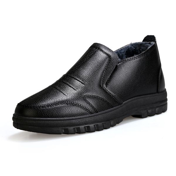 low-men's casual boots plus velvet warm leather mens winter flat boots slip on black work mens flat shoes 
low-men's casual boots plus velvet warm leather mens winter flat boots slip on black work mens flat shoes