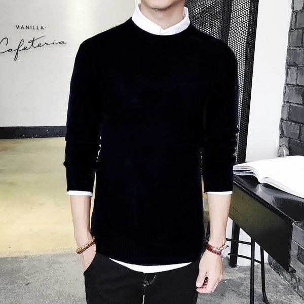 men's body straight color round collar long tight sweater autumn winter kg-179, White;black
men's body straight color round collar long tight sweater autumn winter kg-179, White;black