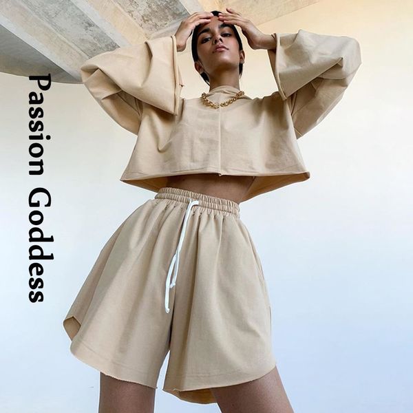 casual women two pieces loose khaki sets lounge wear outfits flare sleeve oversized sweatshirts drawstring shorts 2 piece suits x0923, Gray
casual women two pieces loose khaki sets lounge wear outfits flare sleeve oversized sweatshirts drawstring shorts 2 piece suits x0923, Gray