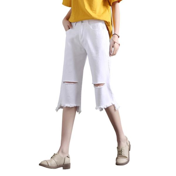 spring summer high waist boyfriend jeans for women tassels calf length straight denim pants casual ripped hole capris jeans, Blue
spring summer high waist boyfriend jeans for women tassels calf length straight denim pants casual ripped hole capris jeans, Blue