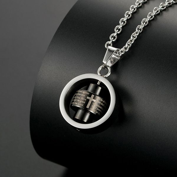 necklace mens bible verse cross rotating pendant stainless steel chain necklace hip hop jewelry on the neck wholesale, Silver
necklace mens bible verse cross rotating pendant stainless steel chain necklace hip hop jewelry on the neck wholesale, Silver