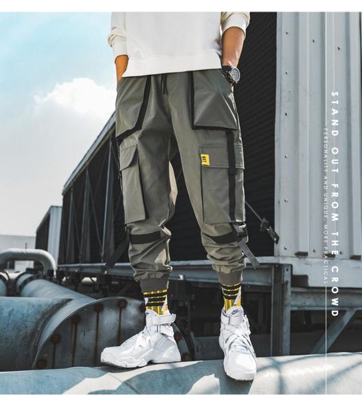 men cargo pants 2020 autumn ribbons streetwear hip hop joggers pants fashion overalls baggy pockets trousers sale, Black
men cargo pants 2020 autumn ribbons streetwear hip hop joggers pants fashion overalls baggy pockets trousers sale, Black
