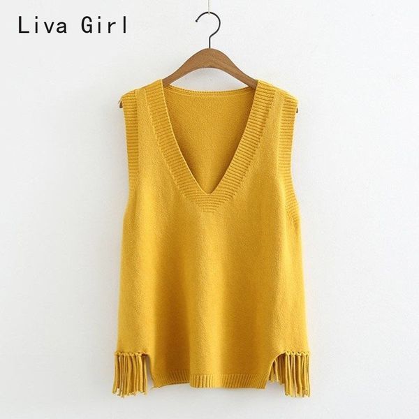 autumn winter v-neck vest women's winter sleeevless coats new korean fashion tassel loose sweater vest solid knitted vests top, Black;white
autumn winter v-neck vest women's winter sleeevless coats new korean fashion tassel loose sweater vest solid knitted vests top, Black;white