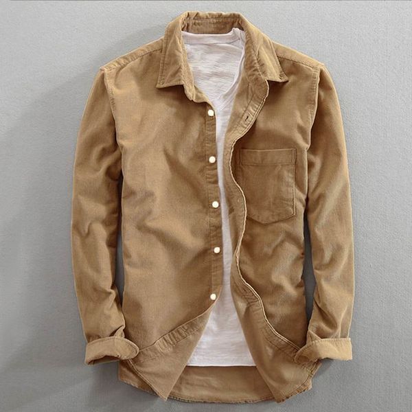 men corduroy cord shirts casual long sleeve retro collar cardigan coats tc21, White;black
men corduroy cord shirts casual long sleeve retro collar cardigan coats tc21, White;black