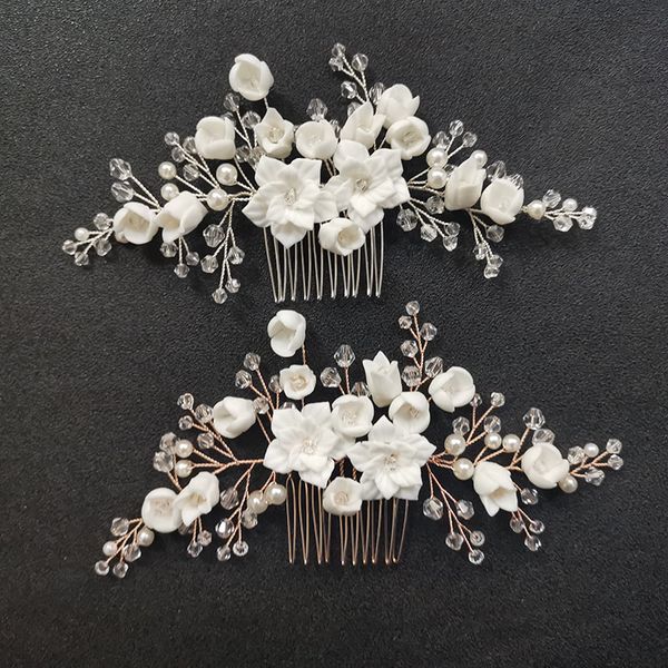 slbridal handmade crystal rhinestone pearls ceramic flower bridal wedding hair comb hair pins stickers bridesmaids women jewelry, Golden;silver
slbridal handmade crystal rhinestone pearls ceramic flower bridal wedding hair comb hair pins stickers bridesmaids women jewelry, Golden;silver