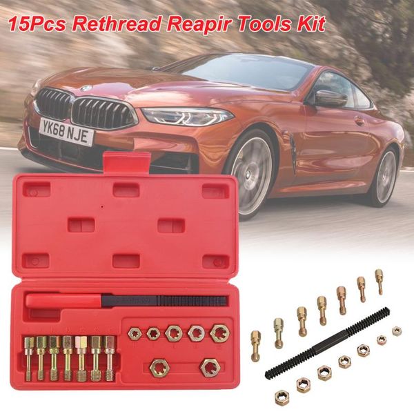 15pcs rethread reapir tools kit metric thread file metric rethreader taps & dies