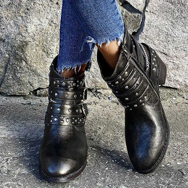 women's boots 2020 comfortable fashion boots plus size mid-calf women shoes zipper low women heels solid rivet boot shoes, Black
women's boots 2020 comfortable fashion boots plus size mid-calf women shoes zipper low women heels solid rivet boot shoes, Black