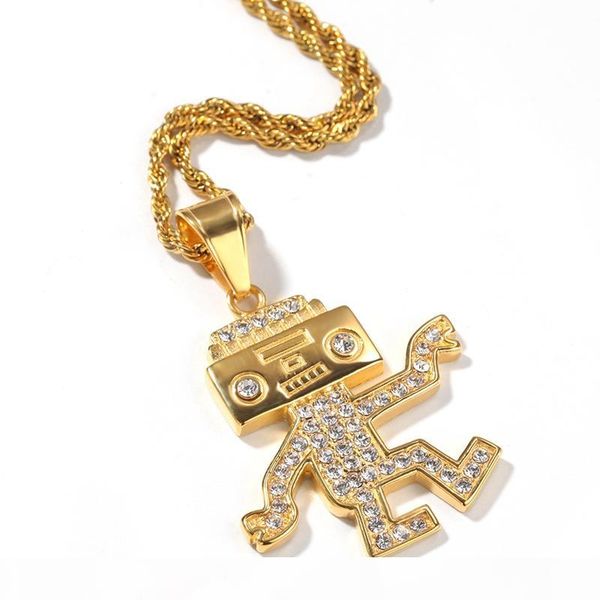 hip hop mens stainless steel necklace jewelry new fashion gold silver cartoon dancing robot pendant necklace 
hip hop mens stainless steel necklace jewelry new fashion gold silver cartoon dancing robot pendant necklace