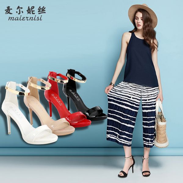 2020 fishmouth sandals women's large size high-heeled waterproof table one-character shoes women's shoes, Black
2020 fishmouth sandals women's large size high-heeled waterproof table one-character shoes women's shoes, Black