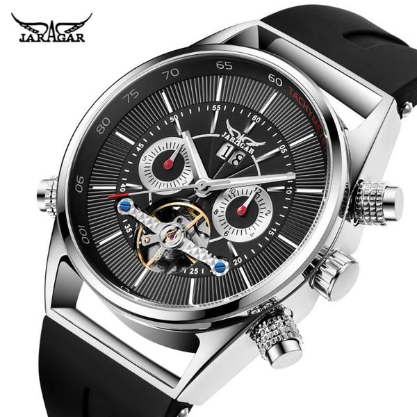 mens watch jaragar automatic mechanical watch silicone strap sport tourbillon male clock waterproof wristwatch relogio masculino, Slivery;brown
mens watch jaragar automatic mechanical watch silicone strap sport tourbillon male clock waterproof wristwatch relogio masculino, Slivery;brown