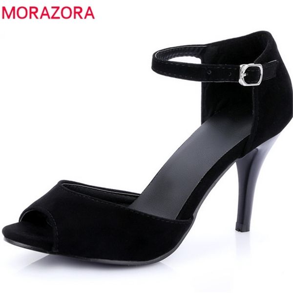 morazora 2020 new arrive women sandals simple flock buckle strap elegant peep toe party shoes thin heels shoes woman 0922, Black
morazora 2020 new arrive women sandals simple flock buckle strap elegant peep toe party shoes thin heels shoes woman 0922, Black