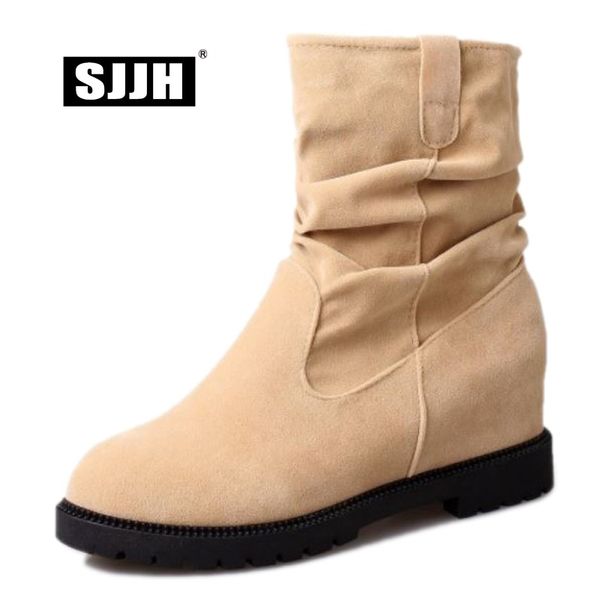 boots sjjh women flat mid-calf with round toe nubuck pleated slip-on fashion casual roman style shoes d774, Black
boots sjjh women flat mid-calf with round toe nubuck pleated slip-on fashion casual roman style shoes d774, Black