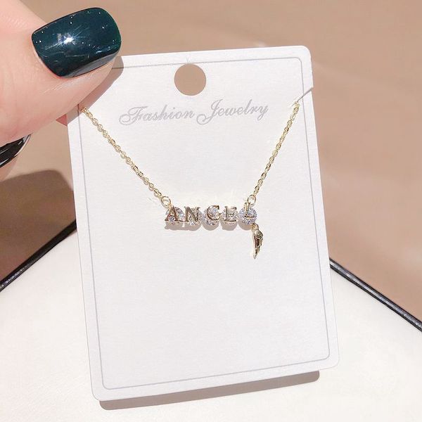 high-end cubic zircon angel letter chain necklace women party gift jewelry gold color cz crystal necklace, Silver
high-end cubic zircon angel letter chain necklace women party gift jewelry gold color cz crystal necklace, Silver