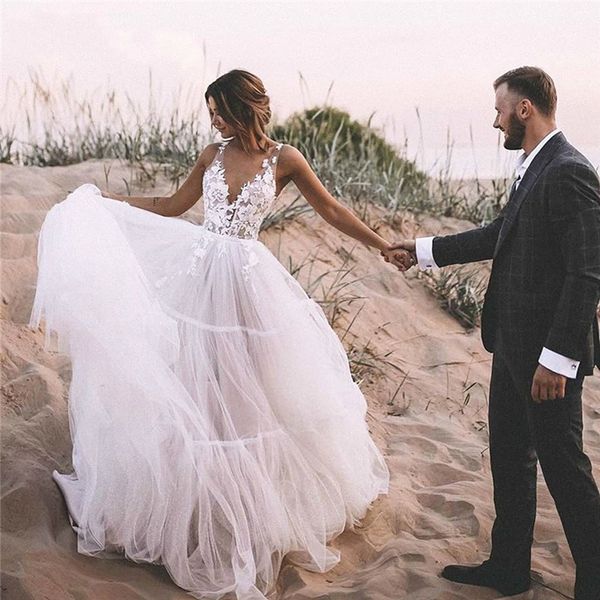 boho wedding dresses puff a line long backless beach wedding gown appliques lace bride dress 2020 vestido de noiva, White
boho wedding dresses puff a line long backless beach wedding gown appliques lace bride dress 2020 vestido de noiva, White
