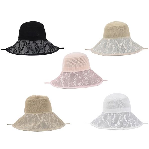 women summer mesh floppy sun visor hat floral lace splicing wide brim sunscreen packable beach cap with chin strap, Blue;gray
women summer mesh floppy sun visor hat floral lace splicing wide brim sunscreen packable beach cap with chin strap, Blue;gray