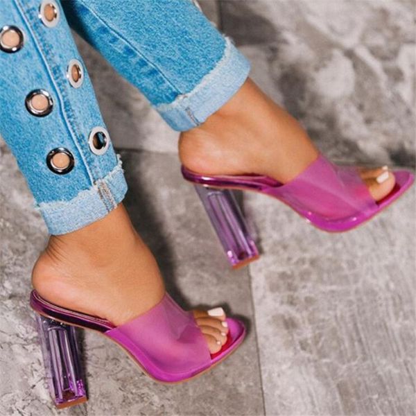 women slippers purple yellow pvc crystal square heel transparent clear high heels summer slippers sandals pumps size 42, Black
women slippers purple yellow pvc crystal square heel transparent clear high heels summer slippers sandals pumps size 42, Black