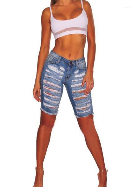 clothes women ripped jeans fashion hole panelled jeans casual high waisted knee length jeans women designer, Blue 
clothes women ripped jeans fashion hole panelled jeans casual high waisted knee length jeans women designer, Blue