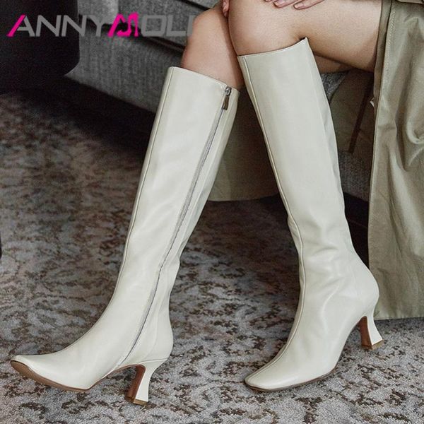 annymoli knee-high boots women shoes genuine leather high heel long boots square toe thin heels zip lady autumn winter 40, Black
annymoli knee-high boots women shoes genuine leather high heel long boots square toe thin heels zip lady autumn winter 40, Black