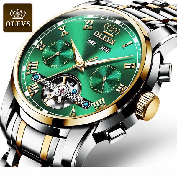 olevs fashion men's mechanical watch luxury stainless steel large flywheel green water ghost dial waterproof men's watch, Slivery;brown
olevs fashion men's mechanical watch luxury stainless steel large flywheel green water ghost dial waterproof men's watch, Slivery;brown