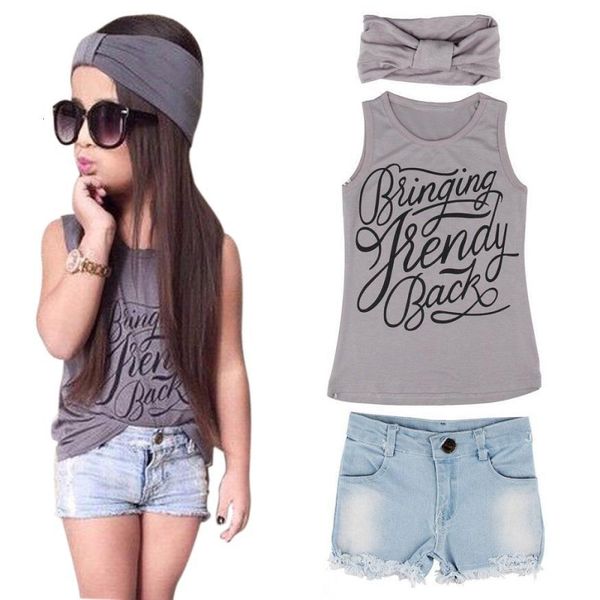 summer 1set kid baby girls vest clothes + jeans pants shorts+scarf suit outfit casual fashionable new august 9, White
summer 1set kid baby girls vest clothes + jeans pants shorts+scarf suit outfit casual fashionable new august 9, White