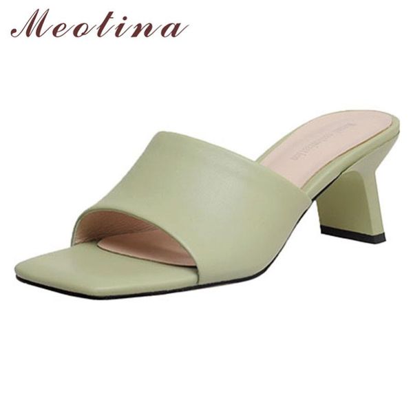 meotina slippers women real leather high heel slides square toe thick heel lady shoes summer causal sandals green big size 40, Black
meotina slippers women real leather high heel slides square toe thick heel lady shoes summer causal sandals green big size 40, Black