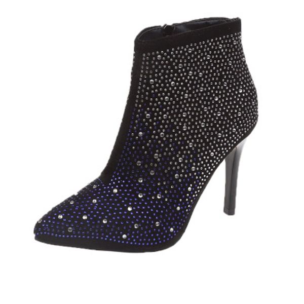 2020 autumn and winter new fashion wild rhinestone side zipper short boots pointed large size women's boots, Black
2020 autumn and winter new fashion wild rhinestone side zipper short boots pointed large size women's boots, Black