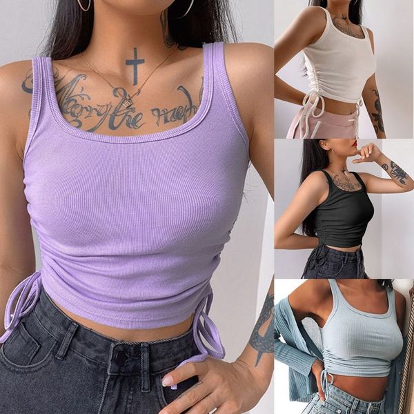 women summer sleeveless tank crop ribbed knitted solid color slim fit camis vest side ruched lace-up drawstring bustier, White
women summer sleeveless tank crop ribbed knitted solid color slim fit camis vest side ruched lace-up drawstring bustier, White