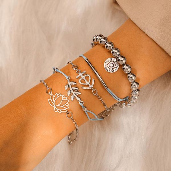 link, chain bohemian bangle bracelets hollow lotus leaves bead silver color bracelet set women party wedding chram yoga jewelry accessories, Black
link, chain bohemian bangle bracelets hollow lotus leaves bead silver color bracelet set women party wedding chram yoga jewelry accessories, Black