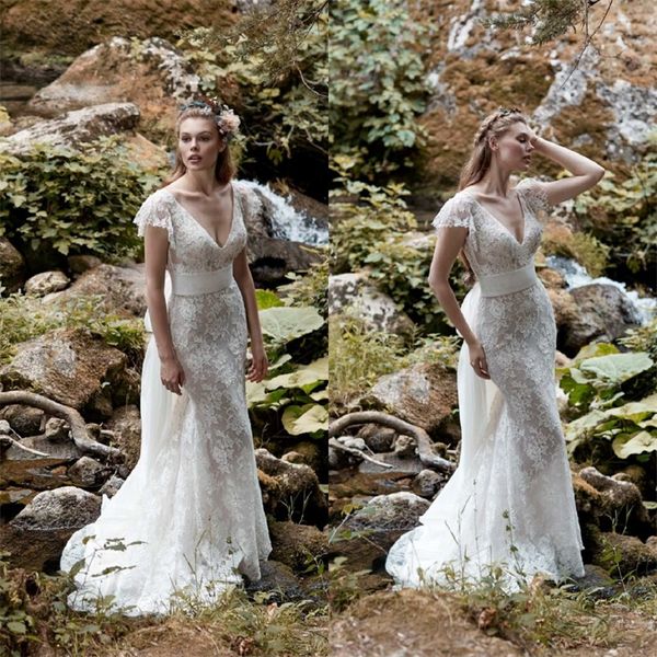 v-neck mermaid wedding dresses full appliqued lace sash ribbon bridal gowns sweep train custom made elegant wedding dress, White
v-neck mermaid wedding dresses full appliqued lace sash ribbon bridal gowns sweep train custom made elegant wedding dress, White