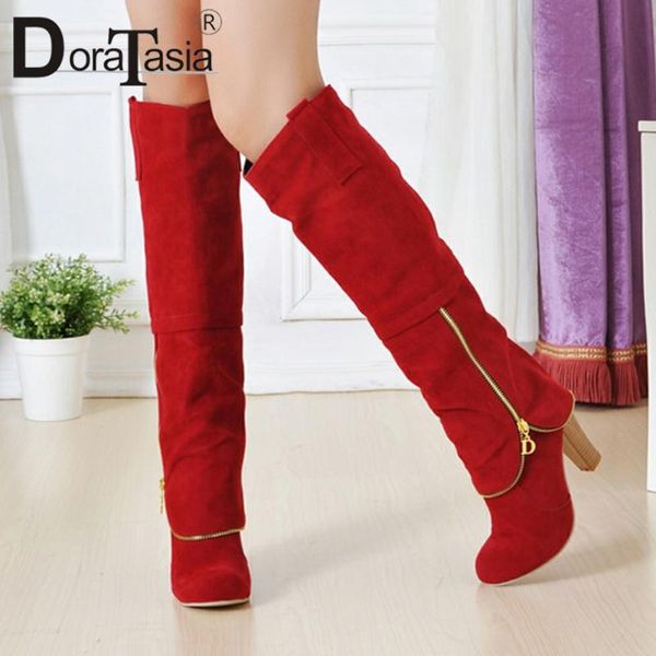 doratasia elegant girl solid round toe zipper high heels winter boots fashion metal boots women flock mid calf shoes woman, Black
doratasia elegant girl solid round toe zipper high heels winter boots fashion metal boots women flock mid calf shoes woman, Black