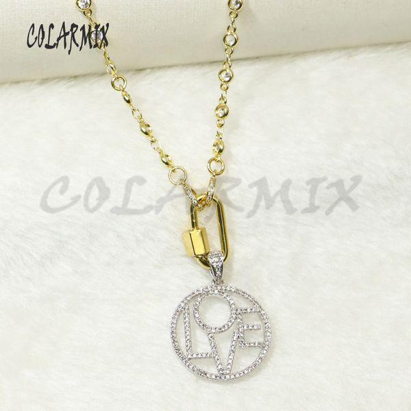3 strand letters necklace love lock carabiner necklace golden zircon fashion accessories for women 50462, Silver
3 strand letters necklace love lock carabiner necklace golden zircon fashion accessories for women 50462, Silver