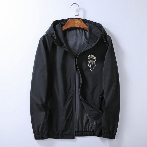 2020 european station autumn new hooded men's casual jacket slim cartoon outer wear mens jacket trend, Black;brown
