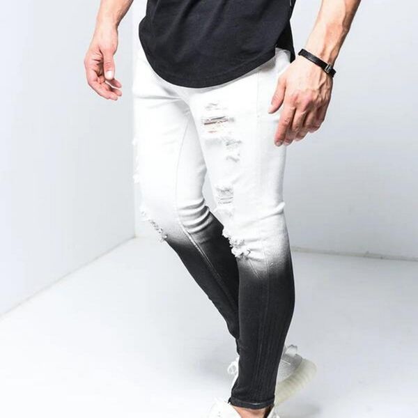 summer men skinny jeans men ripped jeans slim fit denim pants zipper pencil pants trousers, Blue
summer men skinny jeans men ripped jeans slim fit denim pants zipper pencil pants trousers, Blue