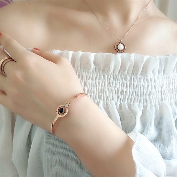 1pcs women 100 languages i love you memory chain stainless steel rose gold roman numerals tears crystal fashion charm bracelet, Black
1pcs women 100 languages i love you memory chain stainless steel rose gold roman numerals tears crystal fashion charm bracelet, Black