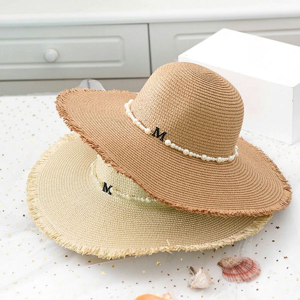 2020 fashion flat brim straw hat pearl beading fedoras women's uv protection jazz panama hat outdoor beach high quality, Blue;gray
2020 fashion flat brim straw hat pearl beading fedoras women's uv protection jazz panama hat outdoor beach high quality, Blue;gray