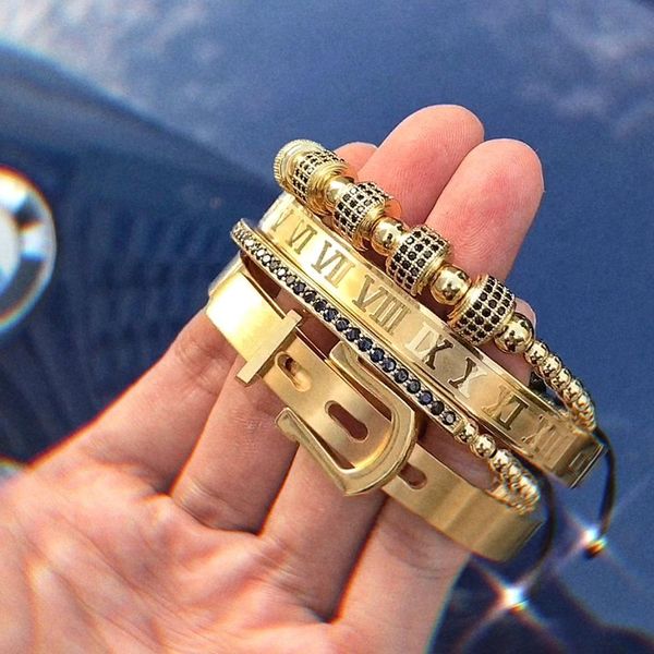 4pcs/set men titanium steel roman numeral bracelet horseshoe buckle bangles pulseira bileklik luxury handmade jewelry, Golden;silver
4pcs/set men titanium steel roman numeral bracelet horseshoe buckle bangles pulseira bileklik luxury handmade jewelry, Golden;silver